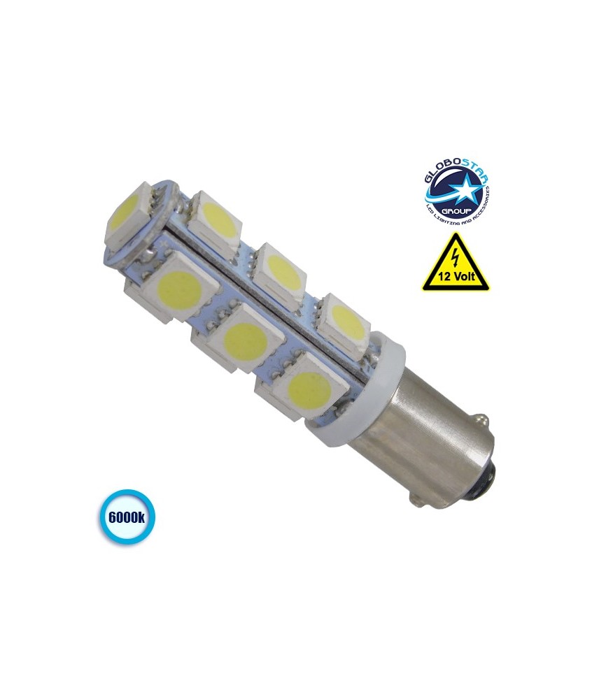 GloboStar® T4W BA9S 37341 Λαμπτήρας LED Ba9s με 13 SMD 5050 IP20 4.5W 450LM 360°Ψυχρό Λευκό GloboStar